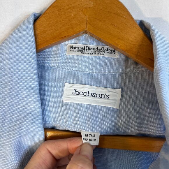 Jacobsons Natural Blend Oxford Combed Cotton Short Sleeve Dress Shirt Size 18T - Picture 6 of 7